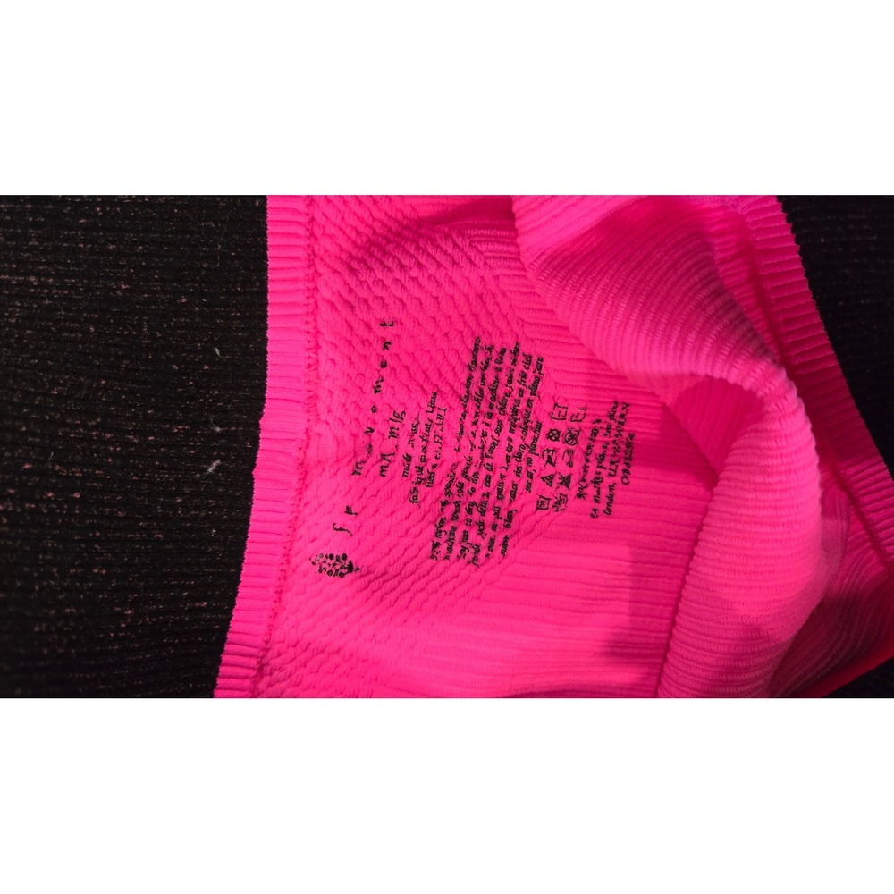 Free People Movement Good Karma Ribbed Shorts Neon Pink Black Sparkle M/L - Picture 3 of 4